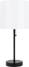 Load image into Gallery viewer, Modern Stick Accent Table Lamp with Pull Chain and White Fabric Shade, 19", Classic Black