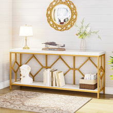Load image into Gallery viewer, White/Gold Console Table