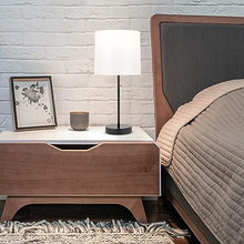 Load image into Gallery viewer, Modern Stick Accent Table Lamp with Pull Chain and White Fabric Shade, 19", Classic Black