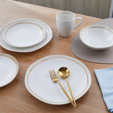 Load image into Gallery viewer, 16-Piece Round Dinnerware Set, White, White Speckle, Service For 4 (Porcelain Dinnerware Set)