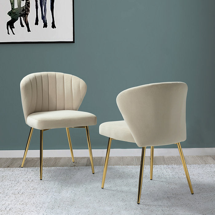 Esmund Tufted Velvet Side Chair with Golden Legs Set of 2