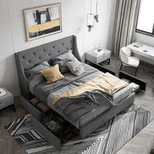 Load image into Gallery viewer, King Losada Upholstered Storage Bed with Wingback - 4 drawers