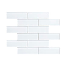 Load image into Gallery viewer, White Premium Straight Edge Glass Mosaic Subway Tile
