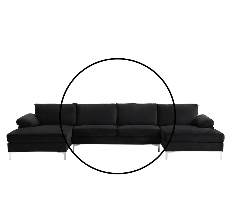 Modern XL Velvet Upholstery Ushaped Sectional Sofa Black Salvage