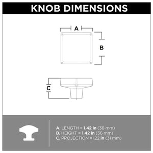 1-7/16" Length Square Knob Multipack (Set of 10)