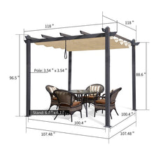 Load image into Gallery viewer, 10&#39; W x 10&#39; D Metal Pergola with Canopy (SB460)
