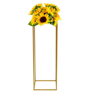 10 Pieces Square Metal Wedding Display Flower Stand Post Holder (Gold)