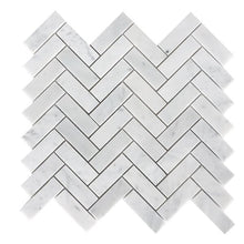 Load image into Gallery viewer, 1" x 3" Marble Herringbone Mosaic Wall & Floor Tiles Carrara White(2771RR-10 boxes)