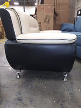 Load image into Gallery viewer, Jasmine Off White on Black 2 Piece Faux Leather Living Room Set