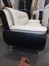 Load image into Gallery viewer, Jasmine Off White on Black 2 Piece Faux Leather Living Room Set