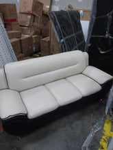 Load image into Gallery viewer, Jasmine Off White on Black 2 Piece Faux Leather Living Room Set