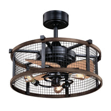Load image into Gallery viewer, 21" Touchet 3 - Blade Caged Ceiling Fan with Remote Control and Light Kit Included #1594HW