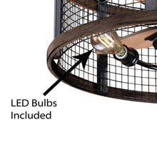 Load image into Gallery viewer, 21" Touchet 3 - Blade Caged Ceiling Fan with Remote Control and Light Kit Included #1594HW