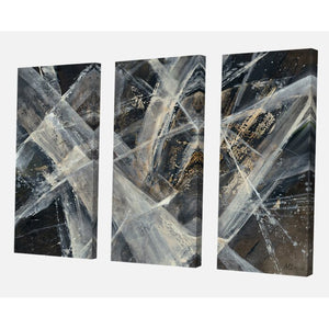 'Abstract Glacial Black and White' Painting Multi-Piece Image on Wrapped Canvas (SB1420)