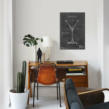 Load image into Gallery viewer, &#39;Barware Blueprint V&#39; Graphic Art Print on Canvas 18&quot; H x 12&quot; W x 0.75&quot; D Gray #870HW
