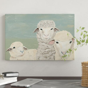'Bashful Sheep II' Print on Canvas 12" H x 18" W x 0.75" D #861HW