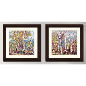 'Birch Colors 1' 2 Piece Framed Acrylic Painting Print Set #1574HW