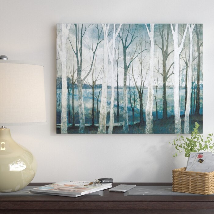 'Birch Tree Marsh' Acrylic Painting Print on Canvas 30