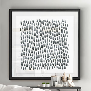 'Blue Gray Tessera I' - Painting Print on Canvas with Black Frame #1540HW
