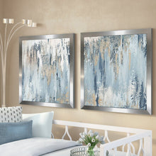 Load image into Gallery viewer, &#39;Blue Illusion Square&#39; 2 Piece Acrylic Painting Print Set 7799
