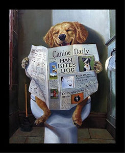 'Dog Gone Funny Dog Reading Newspaper' Framed Graphic Art Print  GL80