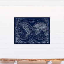 Load image into Gallery viewer, &#39;Hemispheres Blueprint&#39; Graphic Art Print on Wrapped Canvas #1473HW
