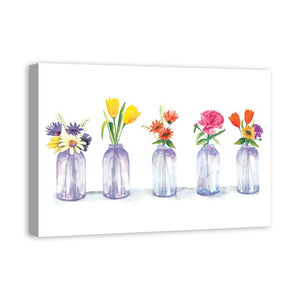 'Painted Flowers in Glass Jars' Watercolor Painting Print 7399