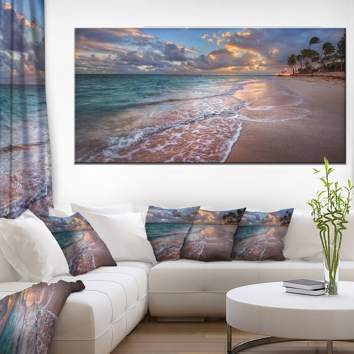 'Palm Trees on Clear Sandy Beach' Photographic Print on Wrapped Canvas 28