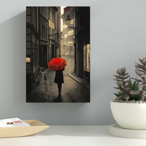 'Red Rain' - Wrapped Canvas Photograph Print (8" x 12") #9674
