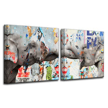 Load image into Gallery viewer, &#39;Saddle Ink Elephant VI&#39; - 2 Piece Wrapped Canvas Print Set(2482RR)
