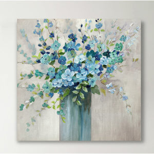 10" H x 10" W x 1.5" D Blue/Gray/Green 'Sea Isle Wildflowers' - Wrapped Canvas Painting Print