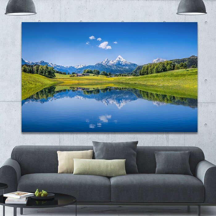 'Summer with Clear Mountain Lake' Photographic Print on Wrapped Canvas *AS IS #1423HW