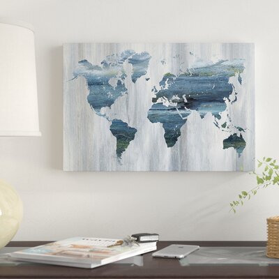 'Textural World Map' Graphic Art Print on Canvas 843CDR