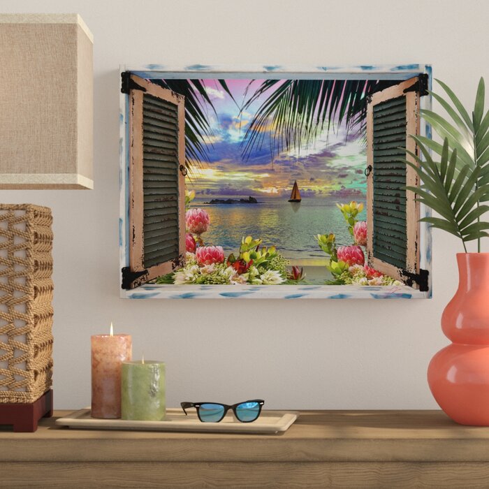 'Tropical Window to Paradise III' By Leo Kelly Graphic Art Print (LW221)