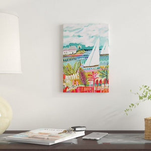 'Two Sailboats and Cottage II' Graphic Art Print on Canvas #2588HW