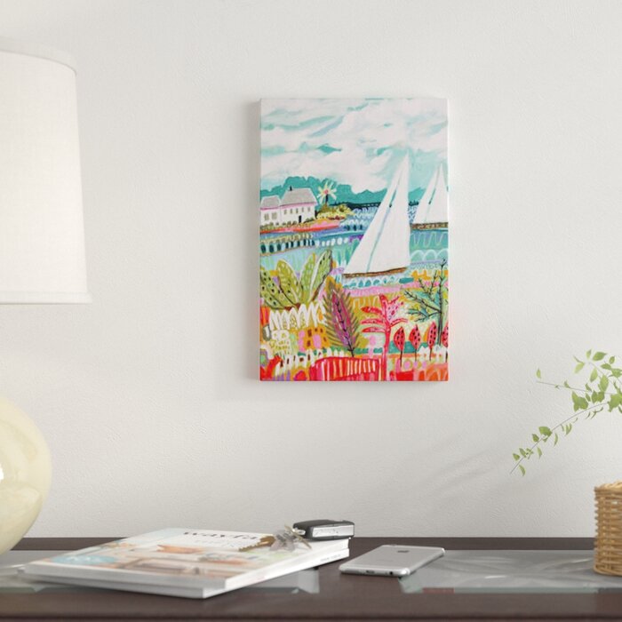 'Two Sailboats and Cottage II' Graphic Art Print on Canvas #2588HW