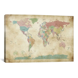 'World Cities Map' by Michael Tompsett 2" H x 18" W x 0.75" D - Graphic Art Print #825HW