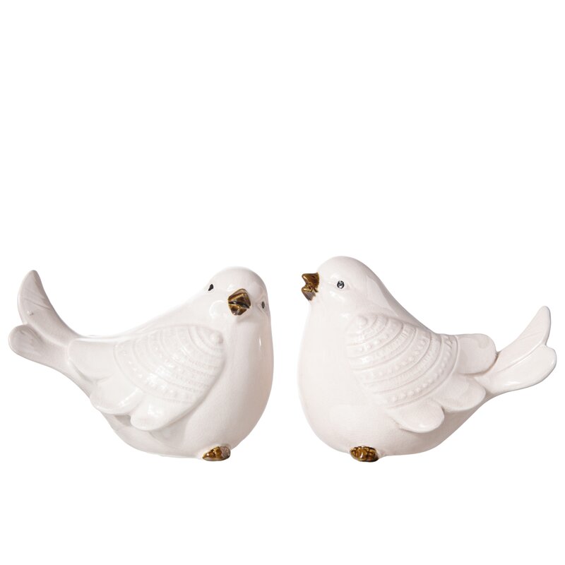 1 Piece Ceramic Standing Cardinal Bird Figurine Set (Set of 2)