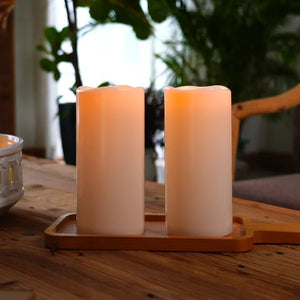 10" H x 4" W x 4" D 2 Piecer Waterproof Outdoor Flameless Pillar Candles With Remote And Timers (Warm Yellow Light) (Set of 2)