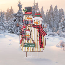 Load image into Gallery viewer, 30&quot;H Metal Christmas Sampson Family Snowman Yard Stake or Standing Decor or Hanging Decor
