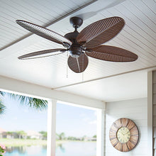 Load image into Gallery viewer, Roman Bronze with Walnut Blades 52" Kateri 5 - Blade Outdoor Leaf Blade Ceiling Fan with Pull Chain (SB484)
