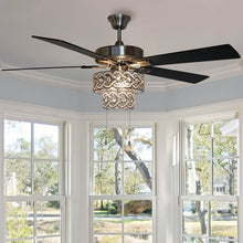 Load image into Gallery viewer, 52" Nowthen 5 - Blade Crystal Ceiling Fan with Pull Chain and Light Kit Included #AD81