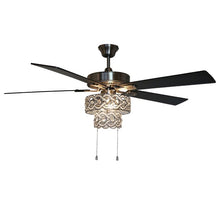 Load image into Gallery viewer, 52" Nowthen 5 - Blade Crystal Ceiling Fan with Pull Chain and Light Kit Included #AD81