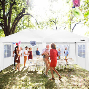 10' x 20' EZ Pop Up Canopy Tent Party Tent Outdoor Event Instant Tent Gazebo with 6 Removable Sidewalls and Carry Bag, White