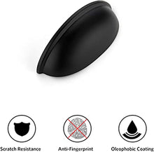 Load image into Gallery viewer, 10 Pack 3&quot; Drawer Pulls Flat Black Cabinet Cup Pulls Kitchen Hardware Cabinet Handles Drawer Handles Knobs 3 inch Hole Center
