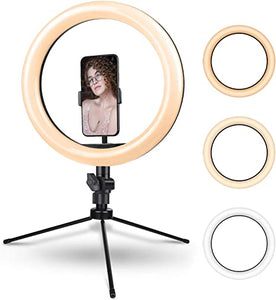 10.2 Inch Ring Light with Stand - Rovtop LED Camera Selfie Light Ring with iPhone Tripod and Phone Holder for Video Photography Makeup Live Streaming