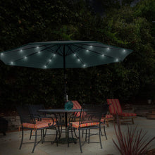 Load image into Gallery viewer, 10ft Solar LED Lighted Patio Umbrella w/ Tilt Adjustment, Fade-Resistant Fabric - Green #9846
