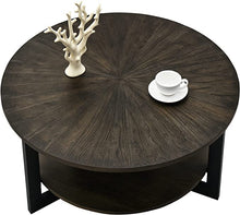 Load image into Gallery viewer, Round Coffee Table Solid Rustic Black Wood Tabletop