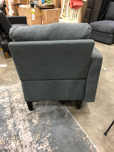(AS IS) Gray Tufted Chair with Ottoman
