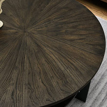 Load image into Gallery viewer, Round Coffee Table Solid Rustic Black Wood Tabletop